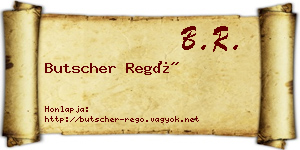 Butscher Regő névjegykártya